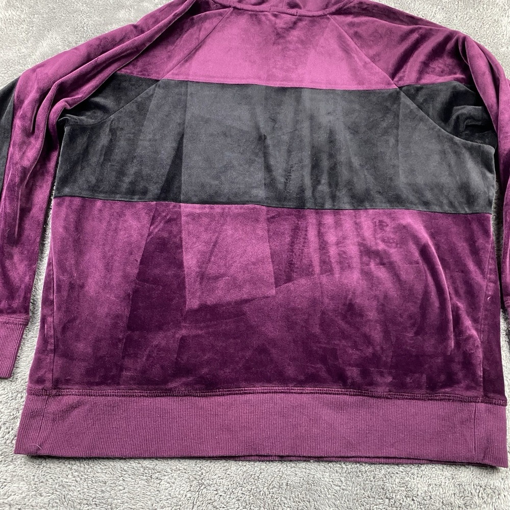 Champion Elite Velour Hoodie Pullover Womens Small Purple Black Long Sleeve - Picture 13 of 16